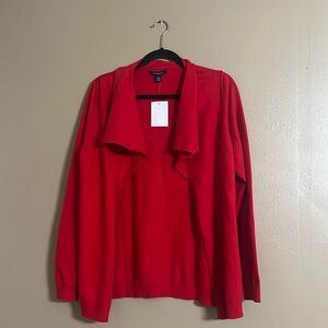 Land’s End Sweater Sz 18/20 Open Front Cardigan Draped Collar Cashmere Blend